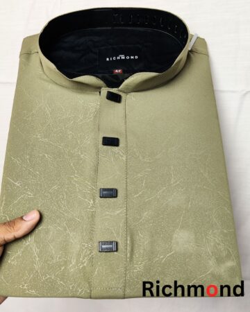 জ্যাকার্ড টেক্সচার্ড পাঞ্জাবি/কালার > Light Olive