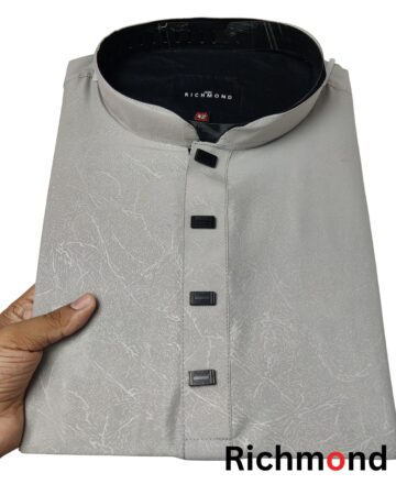 জ্যাকার্ড টেক্সচার্ড পাঞ্জাবি/কালার > Ash