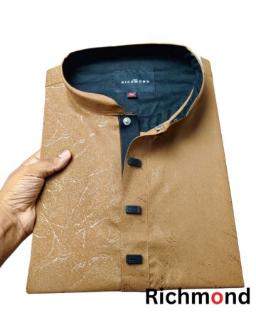 জ্যাকার্ড টেক্সচার্ড পাঞ্জাবি/কালার > Brown