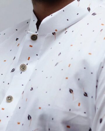 প্রিমিয়াম কালো পাতা প্রিন্ট পাঞ্জাবী